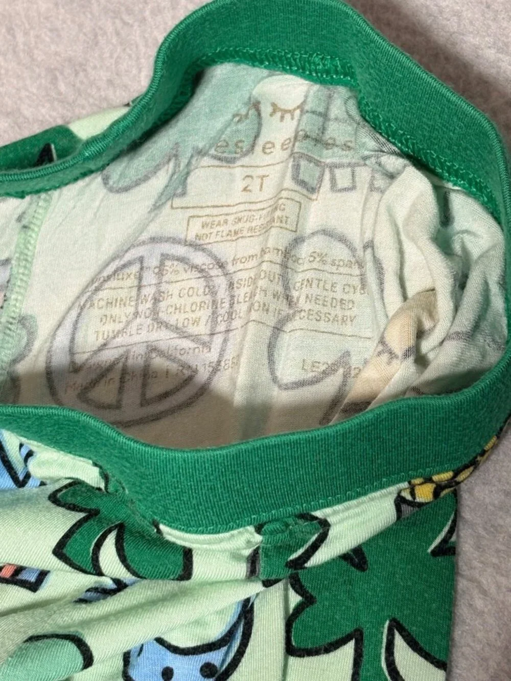 Little Sleepies 2T St Patricks Day Lucky Irish Bamboo Viscose Pajama Set Green